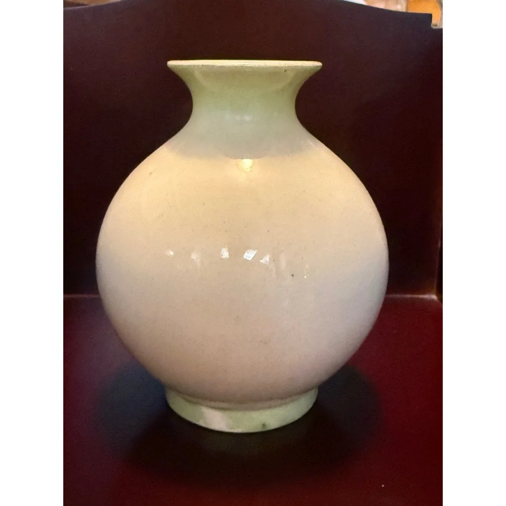 Vintage Hand Painted Porcelain Swan Vase Landscape Scene Cottage Decor